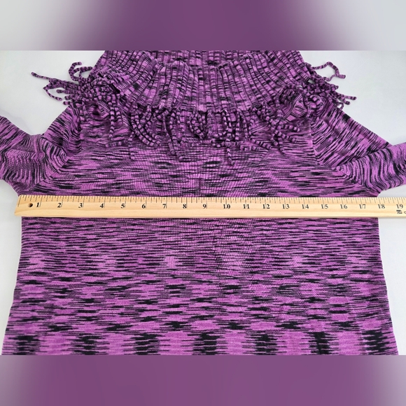 Allie & Rob S Fringed Cowl Neck Purple Aztec Print Sweater 2854- - Picture 9 of 10